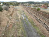 The fenceline along the top is where the Crookwell line starts. To the right, the main line north to Sydney.