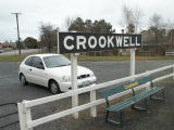 The Crookwell sign at the down end of the railway platform.