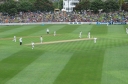 A wicket falls at the Basin Reserve.