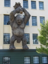 A troll stands outside the Wellington City Council building. The was mounted on the front of the Embassy Theatre for previous Lord of the Rings movies.