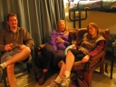 Haydn, Denise, and Snaiet relaxing in room 6 of the Sand Castle Motel.