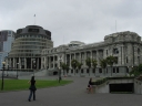A second shot of the 'beehive' and parliament buildings on Molesworth Street, Wellington.