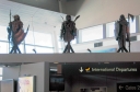 A second shot of the Lord of the Rings costumes above the international departure gate at Wellington Airport.