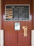 A blackboard shows the timetable for the Cooma-Monaro railway today.