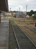 Up the edge of Cooma platform looking north to the rail yard.