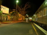 Parkes railway station, looking up the end of the platform.