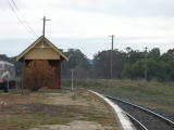Looking up the end of Binalong station, another platform in the distance.