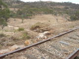 Looking out across the track at 341.77km across the new scar caused by the flood waters.