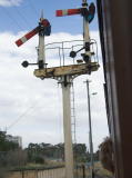 The signal is down for the Bombala line at Queanbeyan station.
