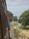 The train approaches the signals just north of Royalla station.