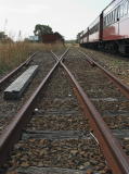 A view of the points from the loop line to the siding at Royalla station.