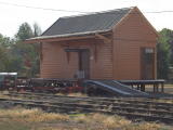 Refreshment building at the Yass Railway Museum, along with a short platform.